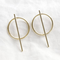 Circle & Bar Stud Earrings in Gold