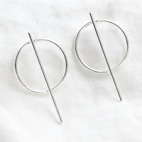 Circle & Bar Stud Earrings in Silver