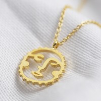 Small Sunshine Face Pendant Necklace in Gold