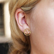 Sunshine Face Stud Earrings in Gold on Model