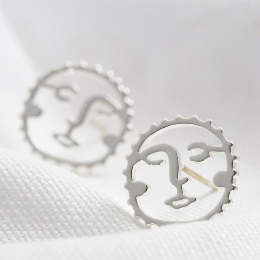 Lisa Angel Ladies' Sunshine Face Stud Earrings in Silver