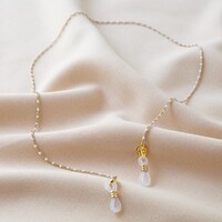 Gold and White Enamel Face Mask and Glasses Chain