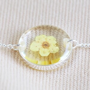 Pressed Birth Flower Charm Bracelet in Silver - April
