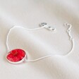 Lisa Angel Red Pressed Birth Flower Charm Bracelet in Silver