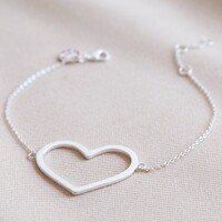 Large Heart Outline Bracelet in Silver