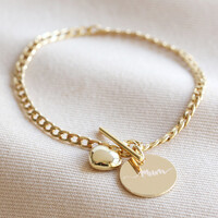 Personalised Small Toggle and Heart Charm Bracelet
