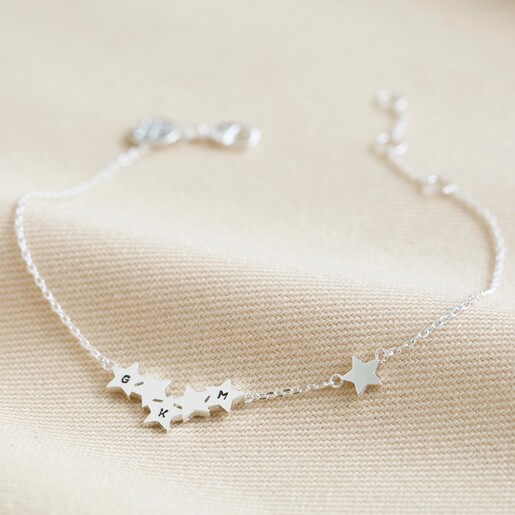 Lisa Angel Silver Personalised Star Cluster Charm Bracelet