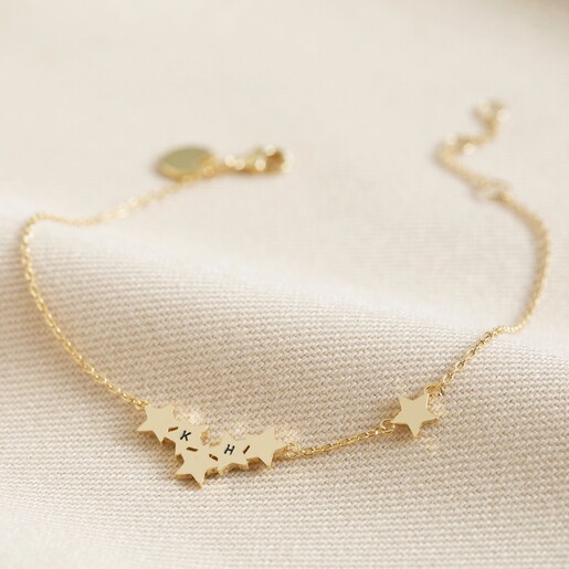 Lisa Angel Gold Personalised Star Cluster Charm Bracelet