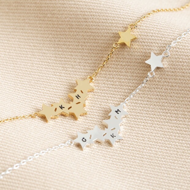 Personalised Star Cluster Charm Bracelet Personalised Star Cluster Charm Bracelet
