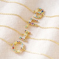 Rainbow Crystal Initial Bracelet in Gold