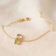 Lisa Angel Special Rainbow Crystal Initial Bracelet in Gold