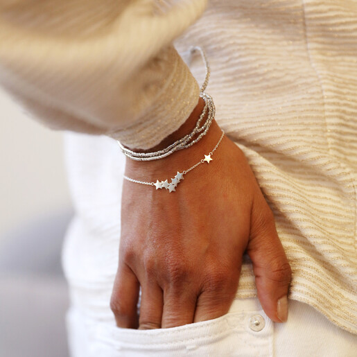 Star Cluster Charm Bracelet in Silver on Model
