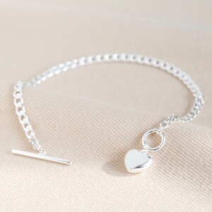 Small Toggle and Heart Charm Bracelet in Silver