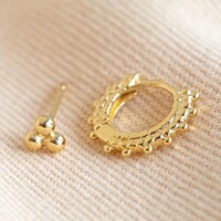 Carly Rowena Gold Sterling Silver Dotted Hoop and Stud Earrings