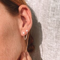 Carly Rowena Sterling Silver Opalite Double Stud Chain Earring