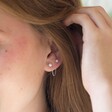 Teen's Carly Rowena Sterling Silver Opalite Double Stud Chain Earring on Model