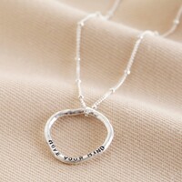 Carly Rowena Personalised Sterling Silver Large Organic Shape Hoop Necklace