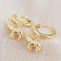 Elephant Huggie Hoop Earrings in Gold