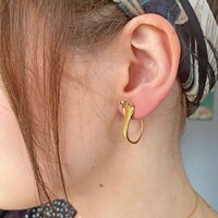 Gold Cobra Snake Hoop Stud Earrings