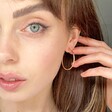 Ladies' Large Rose Gold Organic Shape Hoop Earrings on Model