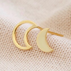 Mismatched Moon Earrings in Gold