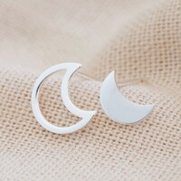 Mismatched Moon Earrings in Silver