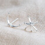 Mismatched Star and Moon Stud Earrings in Silver