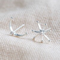 Mismatched Star and Moon Stud Earrings in Silver