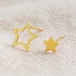 Lisa Angel Ladies' Mismatched Star Stud Earrings in Gold