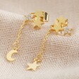 Lisa Angel Ladies' Star Cluster Stud and Chain Drop Earrings in Gold