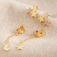Lisa Angel Star Cluster Stud and Chain Drop Earrings in Gold