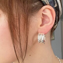 Wide Double Chain Hoop Earrings in Silver
