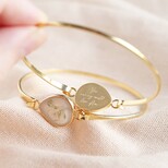 Personalised Real Pressed Flower Bangle in Gold