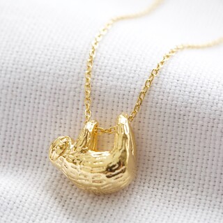 Sloth Pendant Necklace in Gold