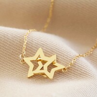 Interlocking Stars Pendant Necklace in Gold