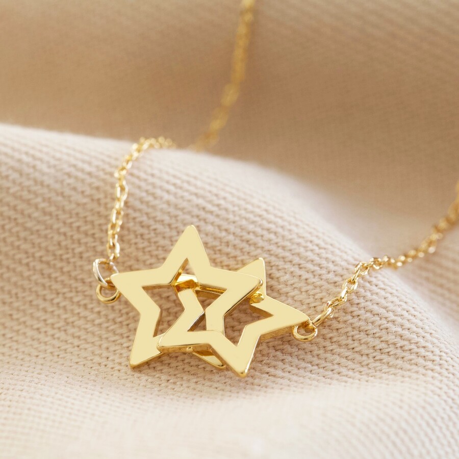 Interlocking Stars Pendant Necklace In Gold Lisa Angel