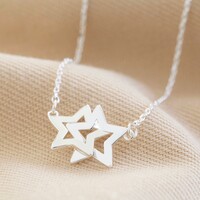 Interlocking Stars Pendant Necklace in Silver