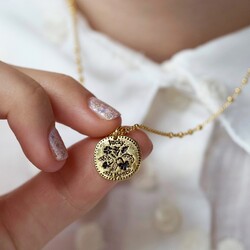 Lucky Sixpence Pendant Necklace in Gold