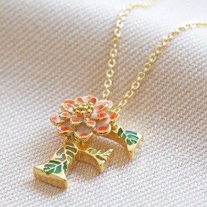 Floral Alphabet Necklace - F