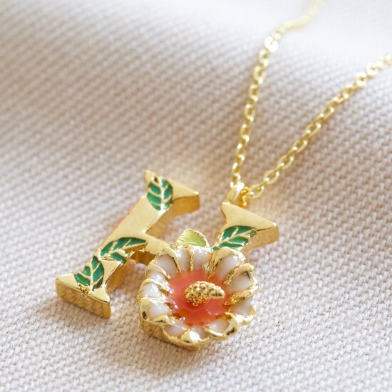 Floral Alphabet Necklace - H