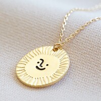 Gold Sun Face Pendant Necklace