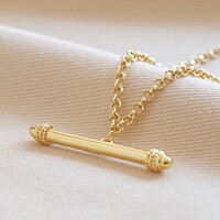 Horizontal T-Bar Necklace in Gold