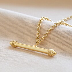 Horizontal T-Bar Necklace in Gold