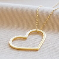 Large Heart Outline Necklace in Gold