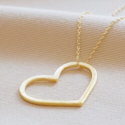 Large Heart Outline Necklace in Gold