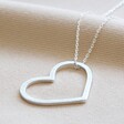 Lisa Angel Ladies' Large Outline Heart Necklace in Silver