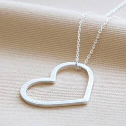 Large Heart Outline Necklace in Silver