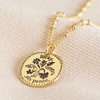 Lucky Sixpence Pendant Necklace in Gold