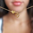 Mismatched Heart Necklace in Gold on Model