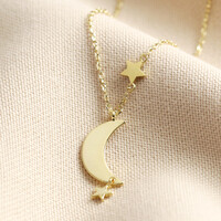 Moon and Star Charm Necklace in Gold